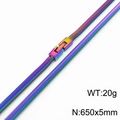 Rainbow plated stainless steel flat snake chain necklace with 5mm width and lobster clasp - Necklace (KN237505-KFC) / Rainbow Necklace