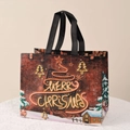 Christmas non-woven gift bag featuring retro red MERRY CHRISTMAS neon tree design - Christmas Style 24