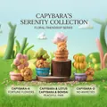 Cute capybara mini figure with pink flower accessory for desktop decoration - A187 Capybara Set