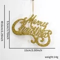 Gold glitzernder Merry Christmas Schriftzug Anhänger mit Maßen 15cm x 9,5cm - Gold