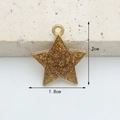Gold-plated star pendant with brown glitter inlay and 2cm x 1.8cm size markings - Yellow Glitter Star