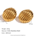 Hollow geometric 18K gold plated stainless steel hoop earrings in 27mm x 32.5mm size - Oval Streamline Striped Stud Earrings - Gold