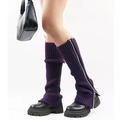 Purple knitted leg warmers with side zipper design styled with platform boots - One Size / Purple