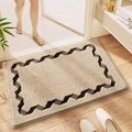 Saugfähige beige Badematte mit Wellenmuster und rutschfester Beflockung für Bad - 50*100cm / Geometrische Welle