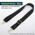 Dettaglio tracolla regolabile in nylon nero con ganci in metallo dorato e finiture in pelle - Stile Rinforzato - Gancio Oro Chiaro
