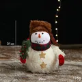 Peluche de bonhomme de Noël avec chapeau marron et écharpe à carreaux, décor de fête - 31CM Bonhomme de Neige avec Chapka