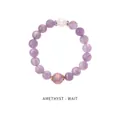 Elegant natural amethyst beaded bracelet with zircon accents and gold hardware - Amethyst Flower Cap Style (WB335)