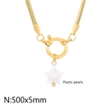 Collana a serpente dorata con ciondolo a stella bianca e perle di plastica 500 mm - Stile Perla a Stella (KN234961-Z)