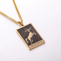 Golden Sagittarius tarot card pendant necklace with roman numeral IX and square metal plate - Sagittarius / Gold
