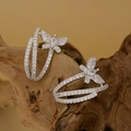 Elegant S925 sterling silver butterfly earrings with sparkling cubic zirconia inlay - 925 Silver / Platinum (With Silver Ear Plugs)