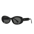 Modern vintage black oval sunglasses with dark lenses and silver diamond rivets - Black