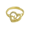 Adjustable golden heart-shaped open ring featuring letter K and sparkling crystal accents - Adjustable Open / Letter K