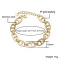 Polished 18K gold plated stainless steel pig nose chain bracelet with 22cm length - Gold