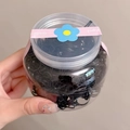 Elastici per capelli neri spessi ad alta elasticità in barattolo con etichetta rosa - Barattolo / 1# Nero (1000 Pezzi)