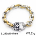 Bracelet chaîne bicolore en acier inoxydable or et argent avec détail boucle croix - Style de Chaîne Bicolore à Boucle Croix Rétro (KB181452-Z)