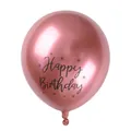 12-inch metallic rose gold Happy Birthday latex balloon with black star print - Metallic Red