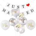Set decorazioni nozze con striscione Just Married e palloncini oro Mr e Mrs - Set JUST MARRIED