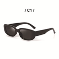 Retro small rectangular sunglasses for women in glossy black finish with dark lenses - Black Frame Black Grey Lens