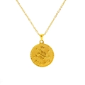 Golden 18k gold plated stainless steel Scorpio constellation coin necklace for women - Scorpio