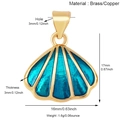 Pendentif coquillage en laiton doré avec émail bleu brillant et détails en zircone - Pendentif Coquillage Bleu Vif