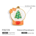 Christmas tree snow globe charm in stainless steel with waterproof and hypoallergenic features - Colored Lights Tree Ball (PJ92729)