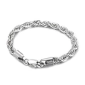 Polished silver stainless steel rope chain bracelet with secure lobster clasp - 20cm / 6mm / Steel
