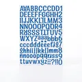 Detail of dark blue waterproof vinyl letter and number stickers set in font A05 - 210x290mm / Dark Blue