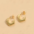 Eleganti orecchini a lobo geometrici a forma di C placcati in oro 14K per donne raffinati - Fermaglio Quadrato Irregolare Oro