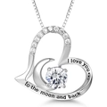 Collana luna in argento S925 con incisione I love you to the moon and back - Ciondolo con Catena Veneziana (Lunghezza 40+5cm) / Argento 925
