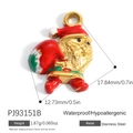 Christmas Santa Claus enamel charm in stainless steel for DIY jewelry making - Sitting Santa Claus (PJ93151B)