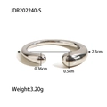 Macro detail of oval titanium steel open ring showing polished surface and 3.20g weight - Silver Style (JDR202240-S)