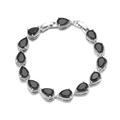 Elegant silver bracelet with pear-cut black stones and micro-pave cubic zirconia accents - Black