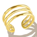 Minimalist gold-plated multilayer open V-shaped stainless steel ring in polished finish - Style K Gold
