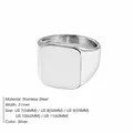 Minimalistische geometrische roestvrijstalen vierkante zegelring voor dames, zilver - US 7 / Vierkante Platte Stijl (TR25115) / Zilver