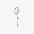 Eleganti orecchini a cerchio in argento S925 con nappe pendenti e zirconi scintillanti - Orecchino Singolo Solo (Senza Paio) / Platino
