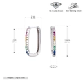 U-vormige S925 zilveren oorbellen met 5A regenboog zirkonia en afmetingen - 925 zilver / Zilver