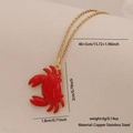 Golden necklace with a bright red enamel crab pendant for a creative beach jewelry style - 3# Crab