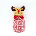 Christmas reindeer drawstring gift bag with red and white knitted snowflake pattern - Drawstring Knitted Bag - Reindeer Style