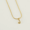 Golden stainless steel snake chain necklace with sparkling crystal letter J pendant - Letter J / Gold