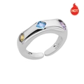 Silver/Yellow Blue Purple Stones