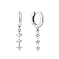 Elegantes pendientes de plata S925 con tres colgantes de estrella e incrustaciones de circón - Oro Blanco