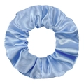 Detail of light blue satin scrunchie showing glossy fabric texture and fine stitching - Light Blue Zircon