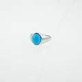 Retro stainless steel ring for men featuring an oval turquoise stone and silver finish - US 7 / Turquoise Style B