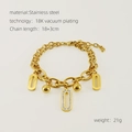 Golden 18K gold plated stainless steel chain bracelet with oval cubic zirconia charms - 18K Vacuum Plating (18+3cm) / Gold