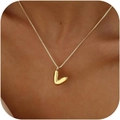 Elegant gold heart pendant necklace for women shown on neck for a minimalist look - Gold V