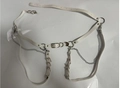 White faux leather body harness with silver chains and heart buckles for punk styling - White Heart Harness / White