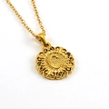 Collana in acciaio inossidabile 18k dorato con ciondolo rotondo e lettera C in rilievo - Lettera C