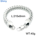 Silver stainless steel curb chain bracelet with lobster clasp, 215mm length and 8mm width - Silver Wheat Chain-215mmx8mm(KB139965-K)