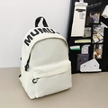 Minimalist off-white backpack with black MUMU print and multiple storage compartments - Small / White