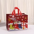 Christmas non-woven gift bag with festive stockings and gift boxes pattern for holiday packing - 8002-2 Red Stocking Design